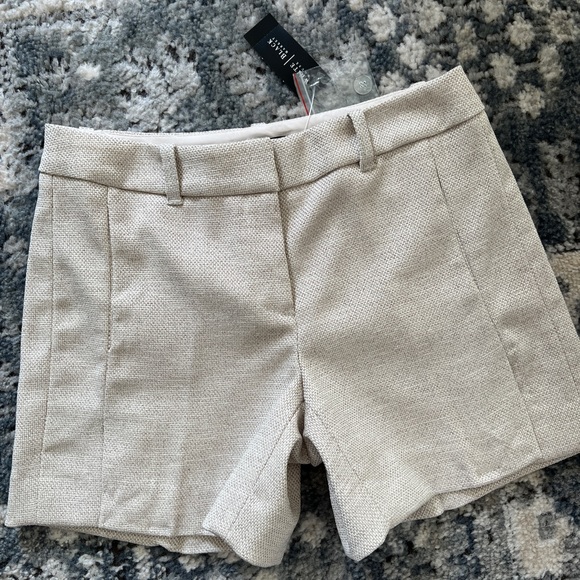 NWT White House Black Market Wicker Tweed Shorts Textured Oatmeal Cream 00 Short - Picture 1 of 6
